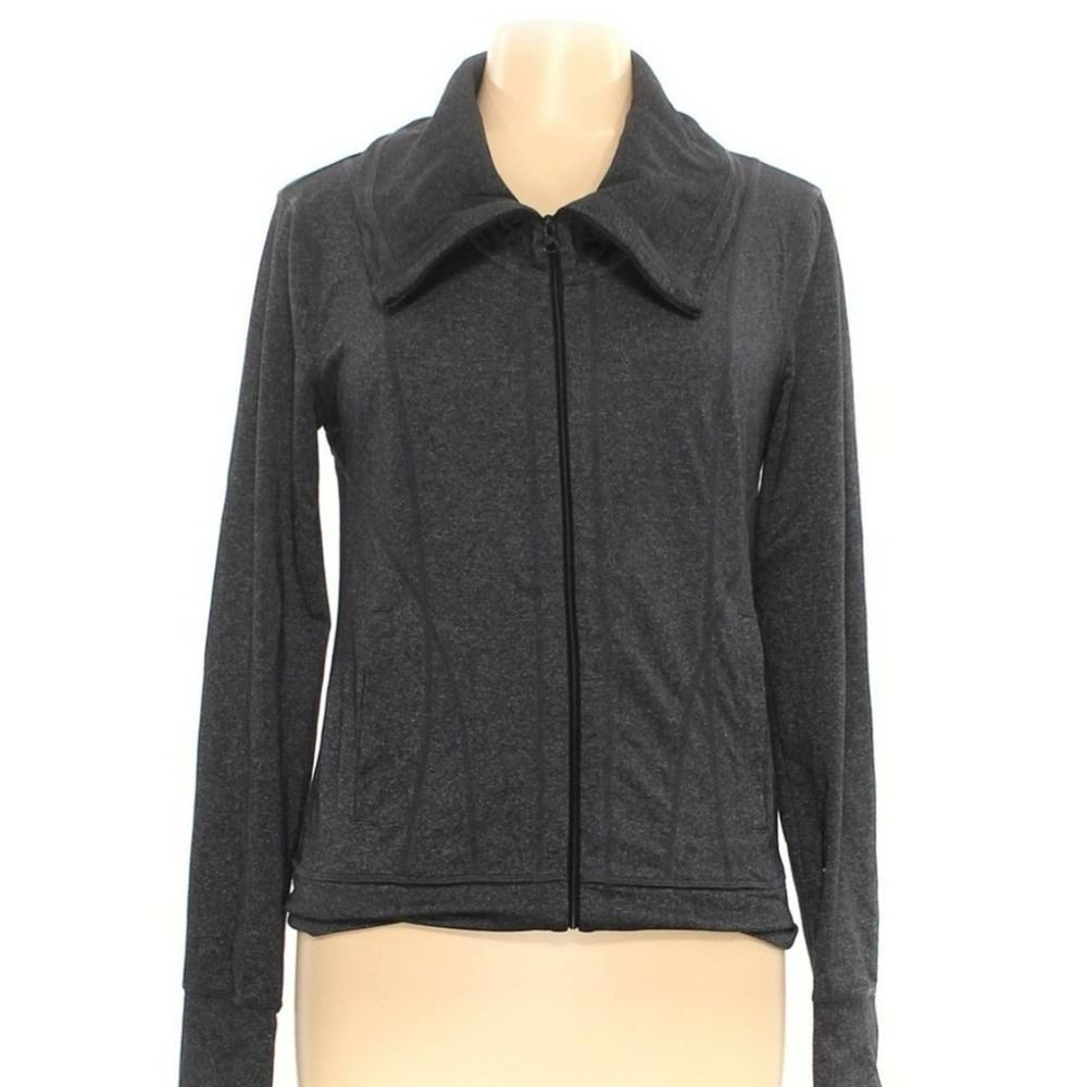 Prana Breathe Zip Up Athletic Jacket Medium Gray